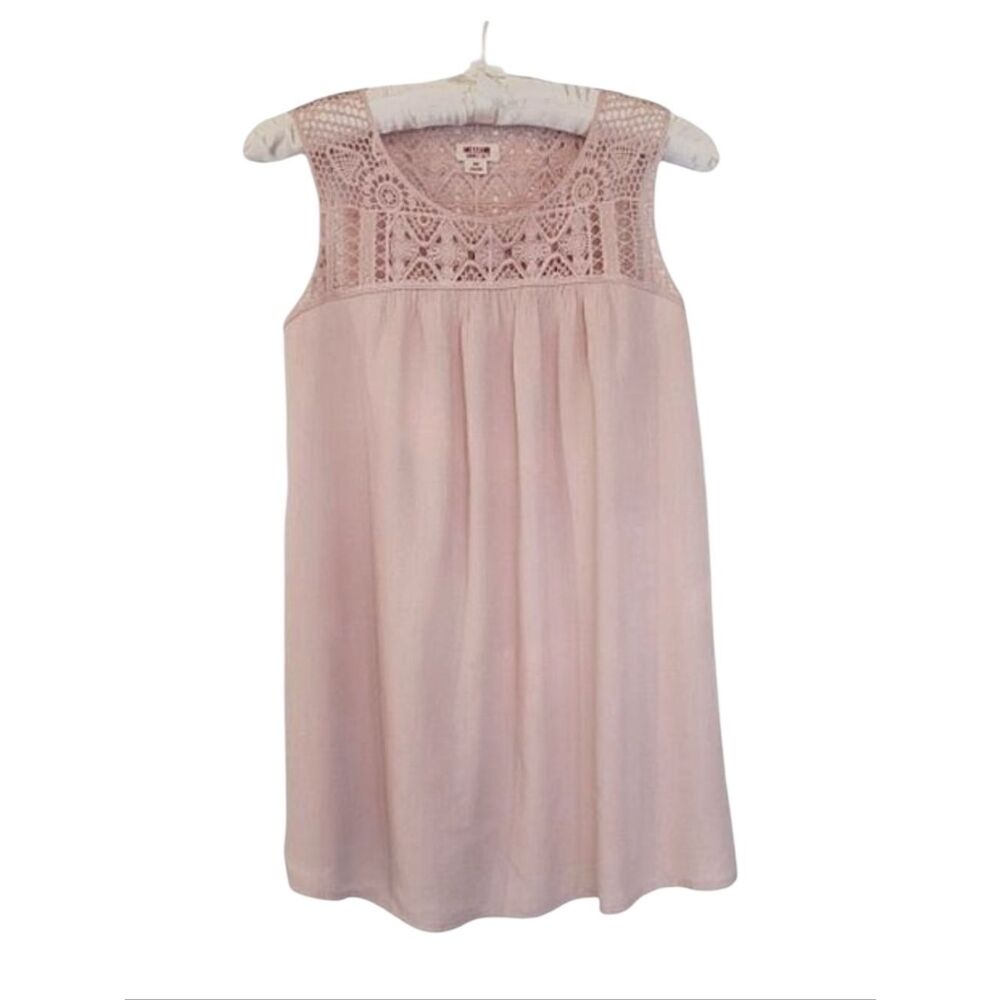 Mossimo Supply Co Blush Lace Yoke Sleeveless Pullover Blouse Size XS